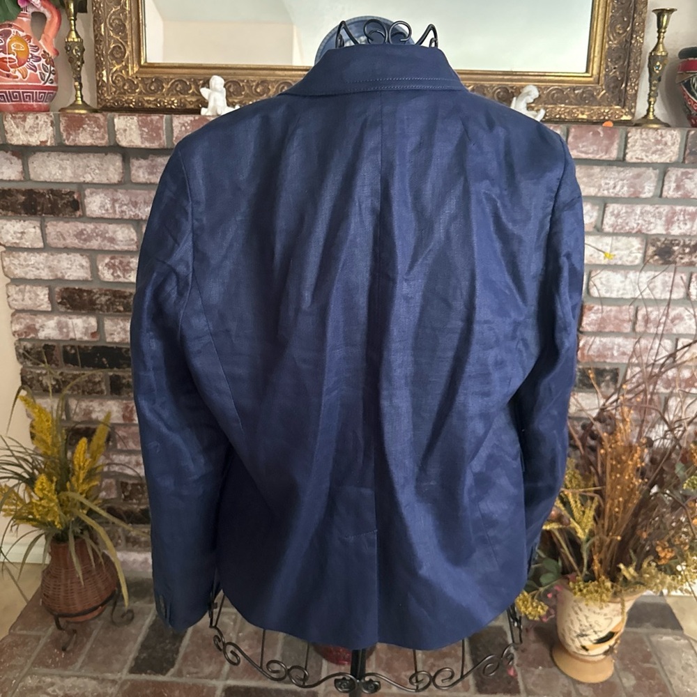 NWOT J.Crew Women’s Navy Blue 100% Linen Regent Blazer Size 12/14 - Picture 4 of 8